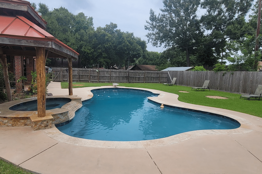 A beautiful remodeled swimming pool and spa.