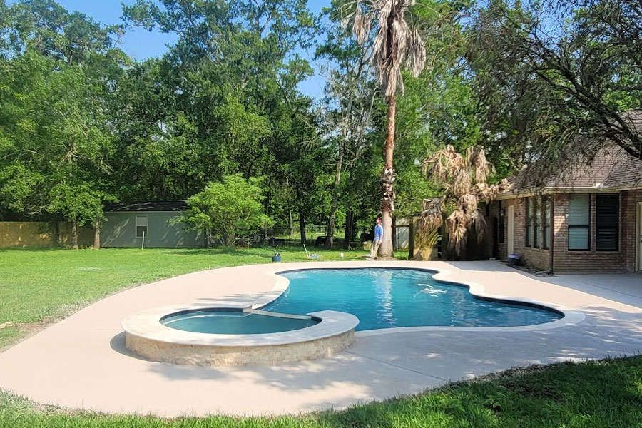 A beautiful remodeled swimming pool.